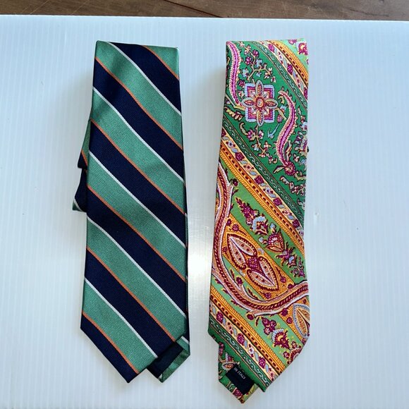 Polo by Ralph Lauren Designer Silk ties-lot of 2, made in Italy - Picture 2 of 6